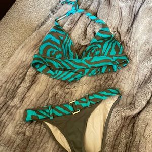 Victoria secret bikini. Olive and turquoise. Top=medium. Bottom=small.